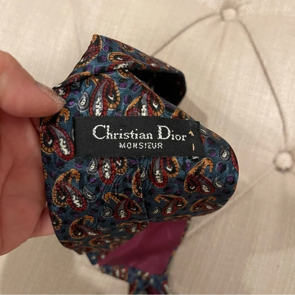 CHRISTIAN DIOR MONSIEUR Abstract On Multicolor Polyester Necktie Tie